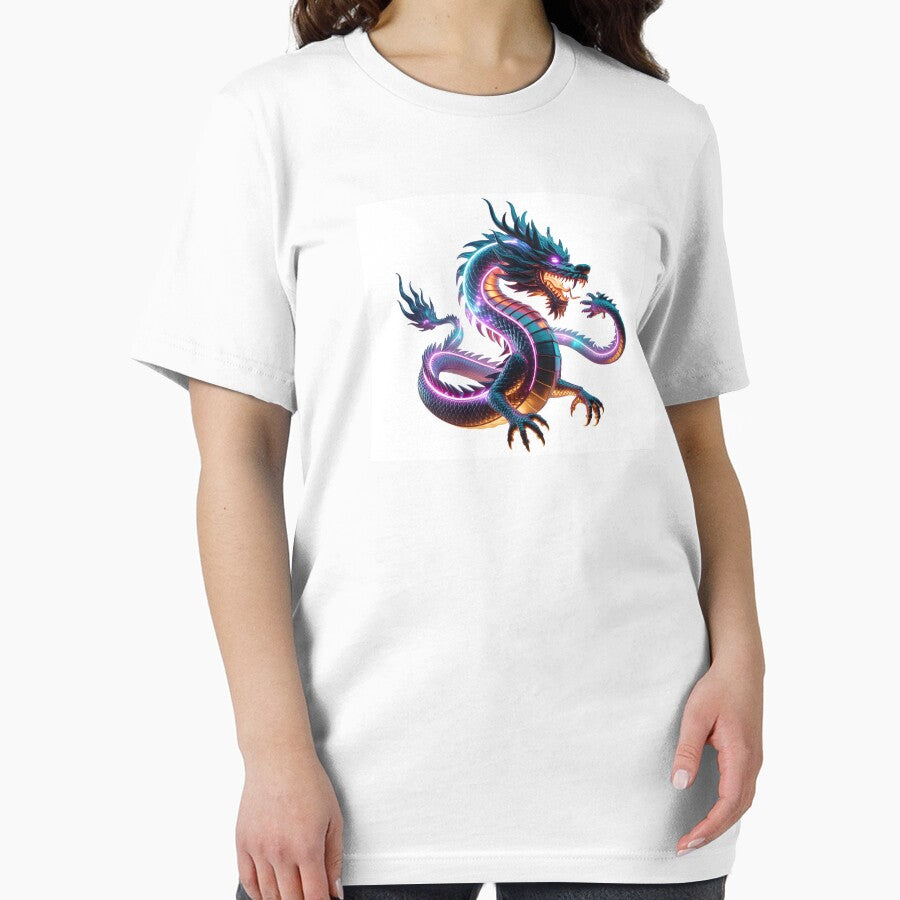 Galaxy Samurai Dragon – Neon Rainbow Fantasy Creature Art by RBToper