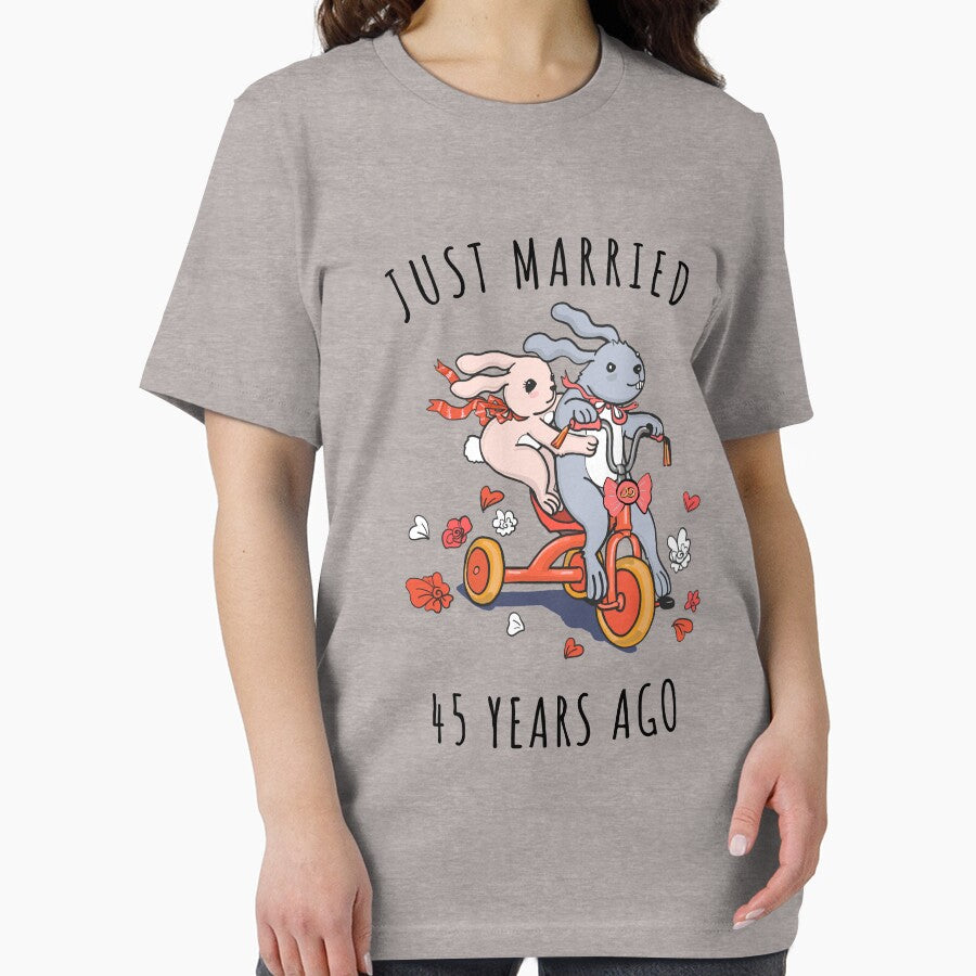 Just Married 45 Years Ago - 45th Anniversary Couple Bunnies Tee, Phone Cases And Other Gifts by MemWear