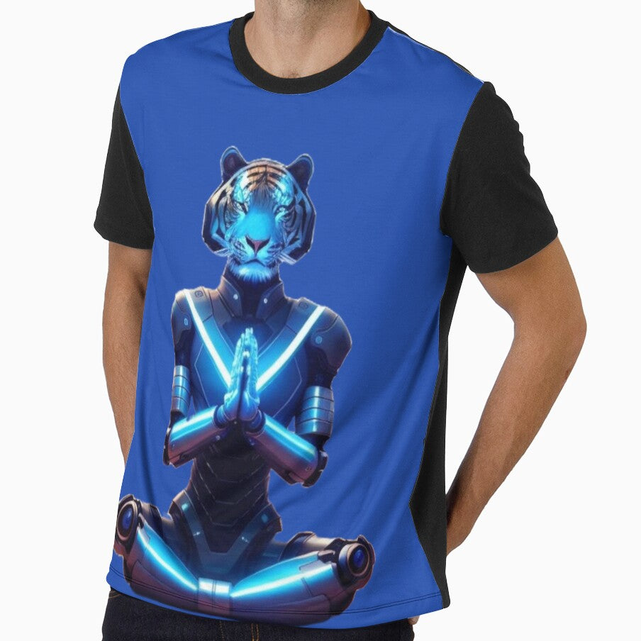 Vibrant robotic tiger in meditation pose by Fun Fun Fun in the Sun