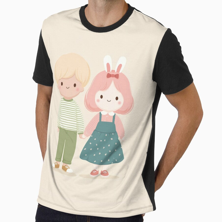 Cute Boba Couple – Kawaii Boy and Bunny Girl Drinking Bubble Tea by BobaBunny76