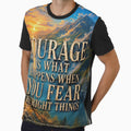 Courage Is What Happens When You Fear the Right Things | Inspirational Mountain Landscape Quote Poster by HereticsCrusade