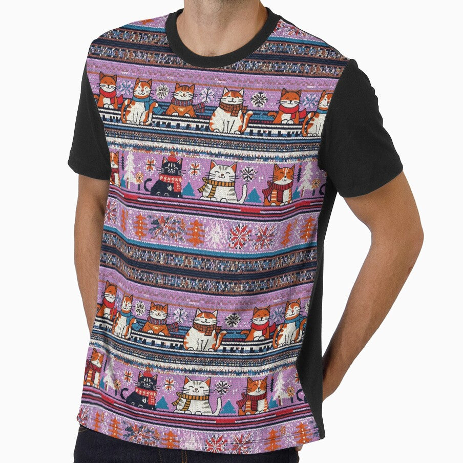 Pink Christmas Knit Cat Pattern | Matching Family Winter Outfit by PinkGoddessLove