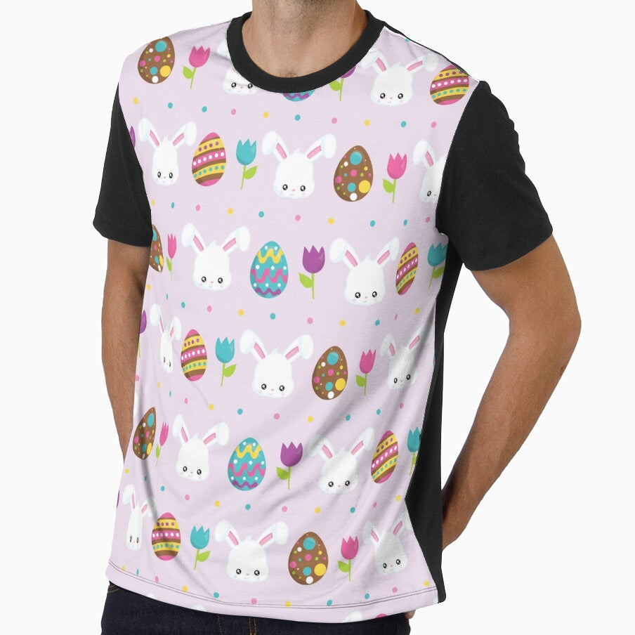 Pink Easter Egg Bunny Rabbit Kawaii Pattern by ILLYL Creatives