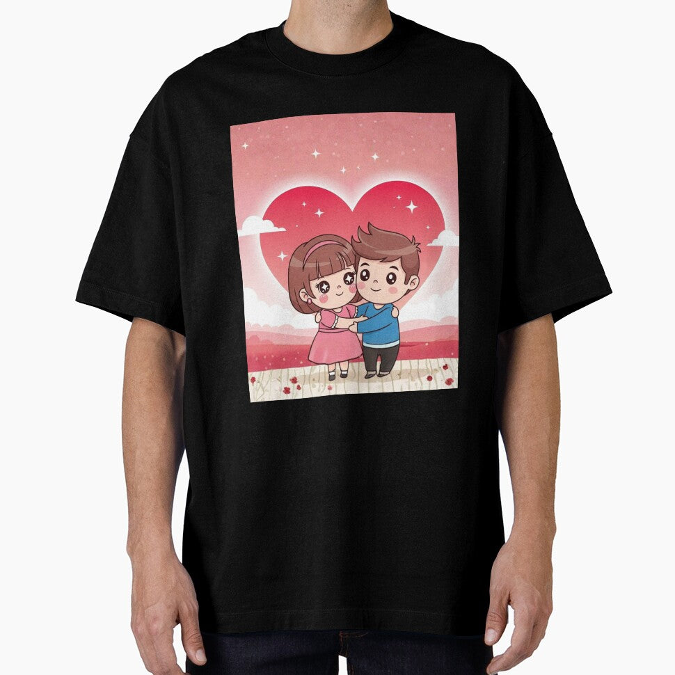 Kawaii Chibi Couple Hugging Romantic Love Art by Innova_Creations