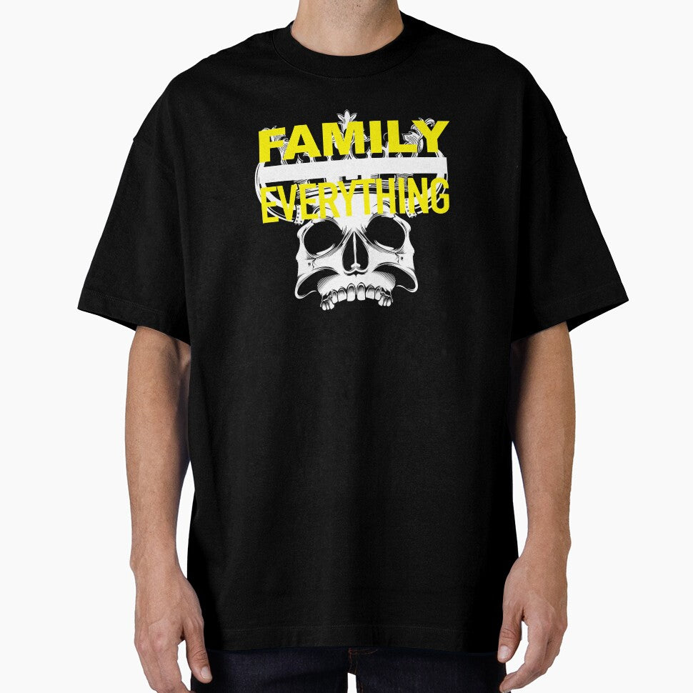 Mens Family Over Everything Skull Yellow by drwigglebutts