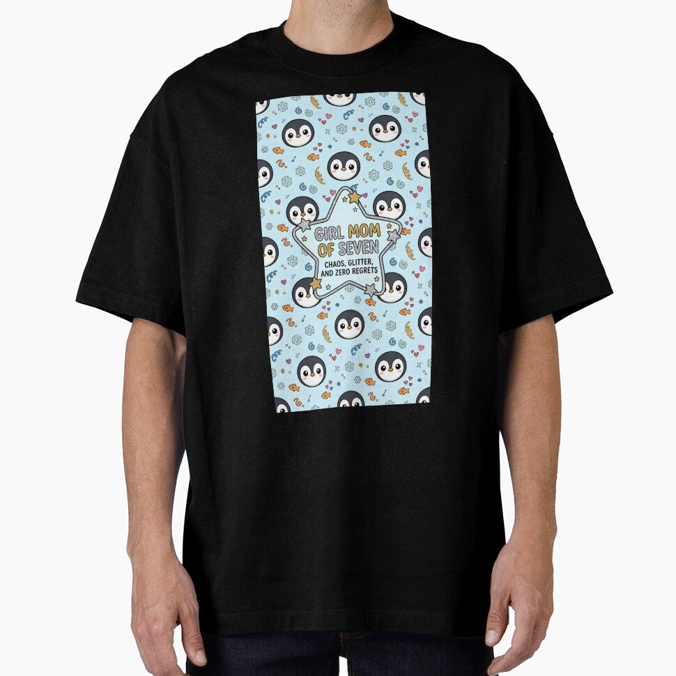 Girl Mom of 7 Cute Penguin Pattern by Itsheartshop