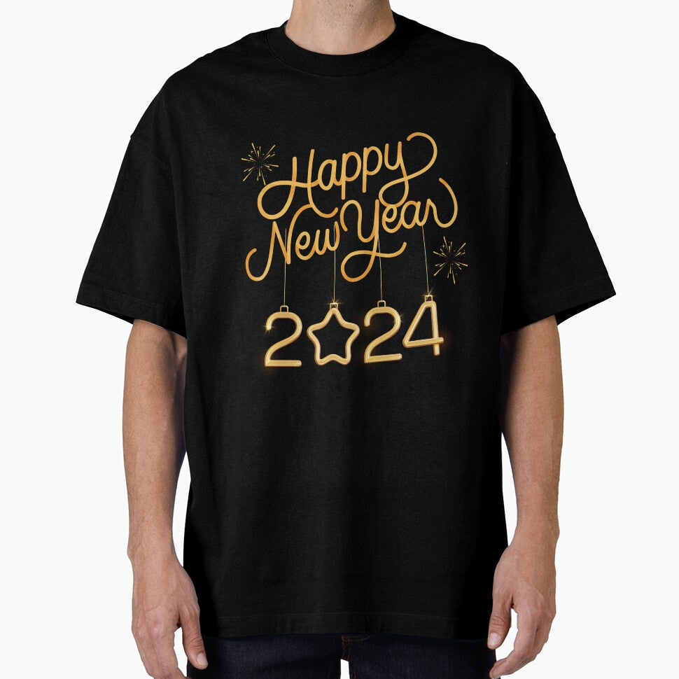 Cute Happy New Year 2024 Gold by woshgo