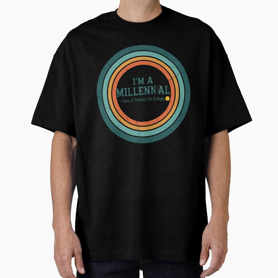 I’m a Millennial – Gen-Z Thinks I’m Cringe | Funny Retro Humor 70s Vintage Circle Design | Millennial Pride Aesthetic Graphic Tee by Eclipse 3699