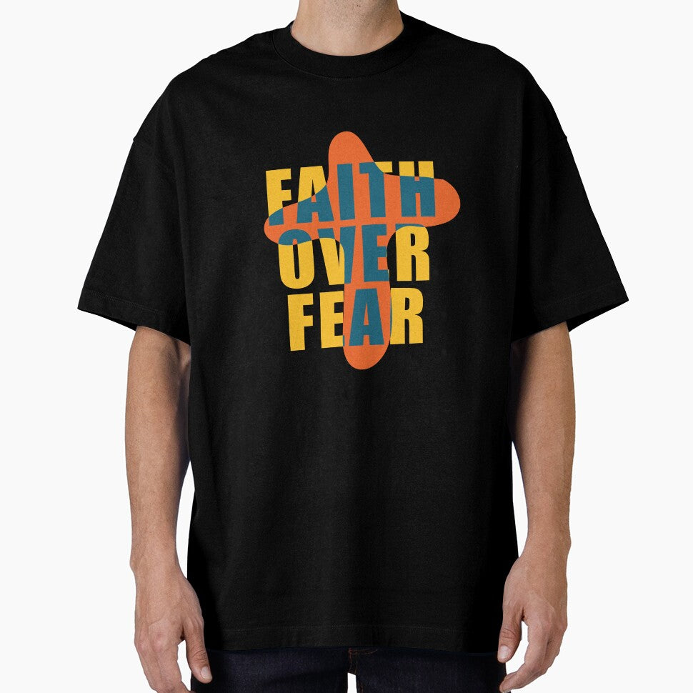 Faith Over Fear Christian Quote | Modern Cross Typography Art by Blessed Be Your Name