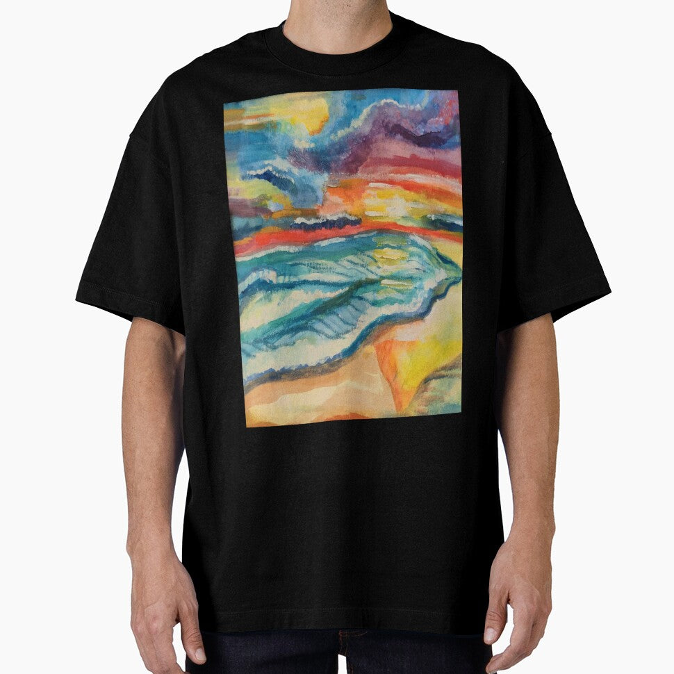 Scenic Beach Ocean Watercolor Sunset by Deborah Camp