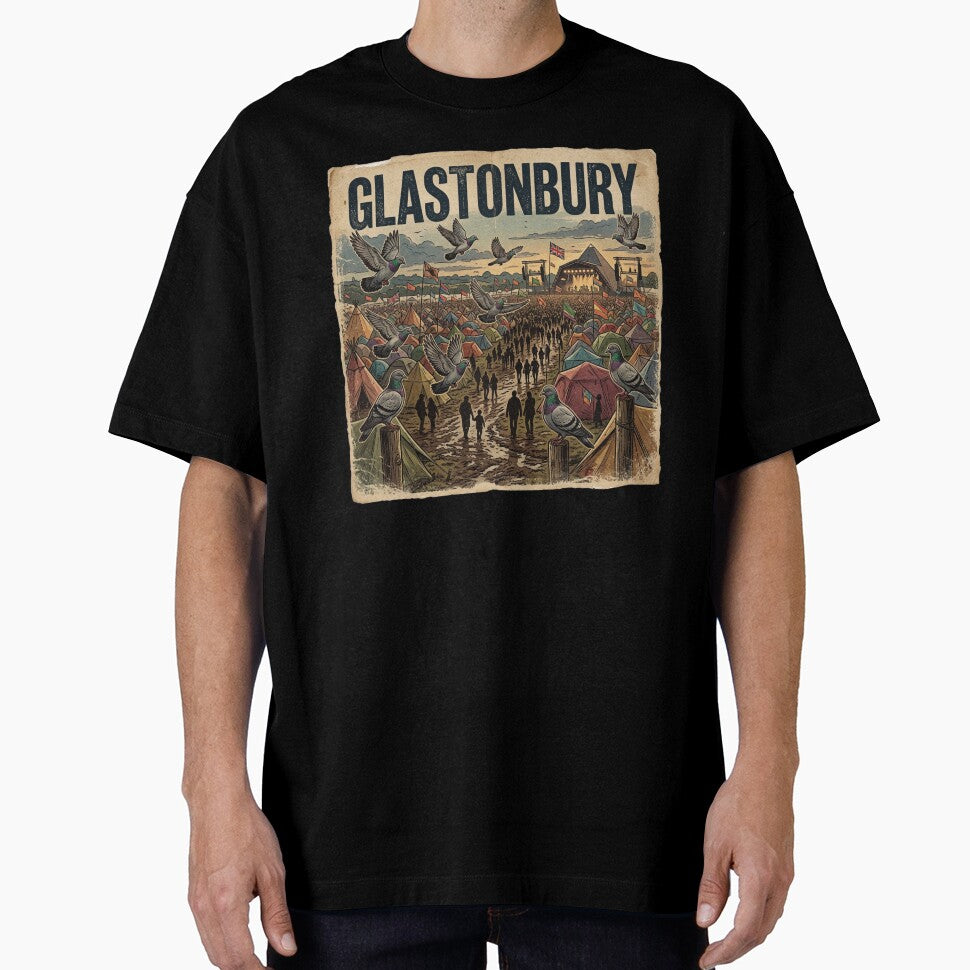 Glastonbury Muddy Pigeon Vintage Poster by azule1