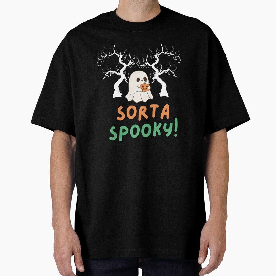 Sorta Spooky Cute Ghost with Pumpkin | Halloween Kawaii Design by Basma Store