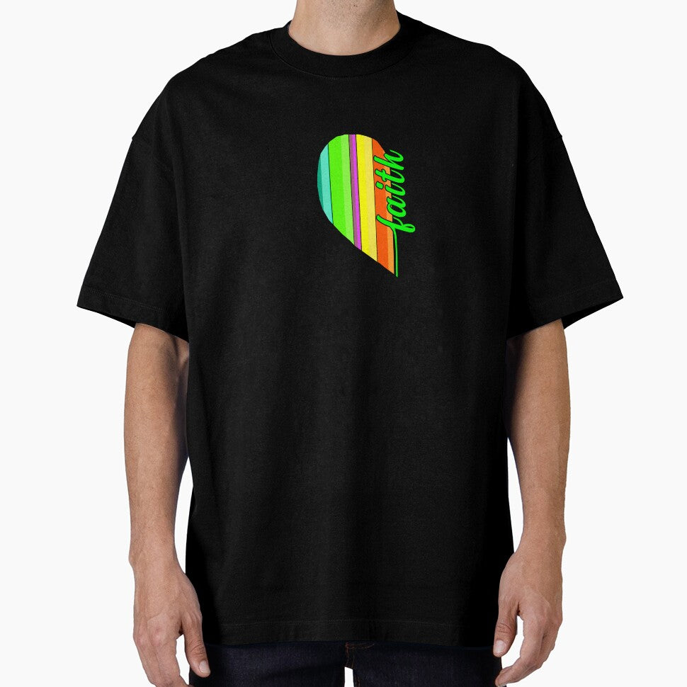 Faith in green with half colorful heart by virtualedu