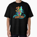 surfing T shirts, beach party skeleton T shirts, summer  t-shirts, beach vibes T-shirts by BLUE  bubble