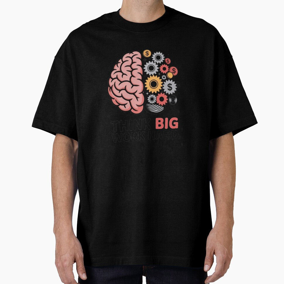 Think Big Work Hard Motivation Brain Design by Art Bloom Studio