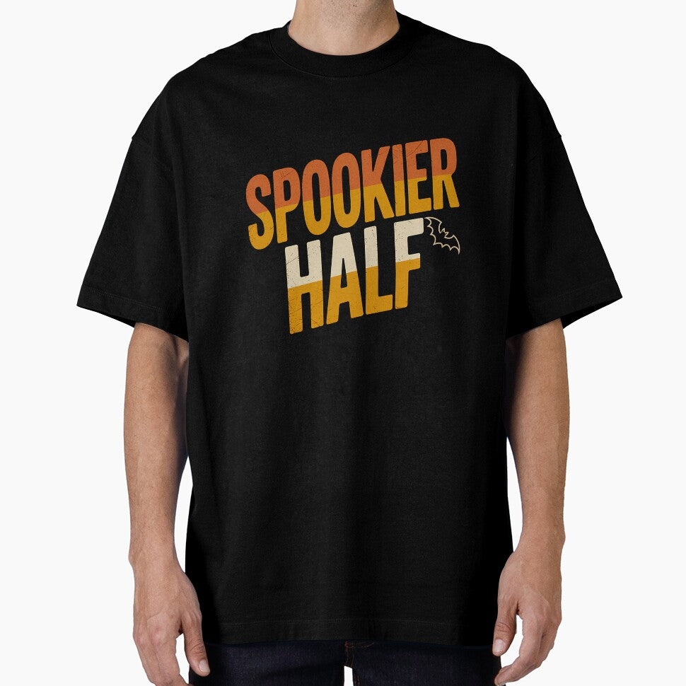 Spookier Half Funny Halloween Couples Matching Shirt by Raw Tigers