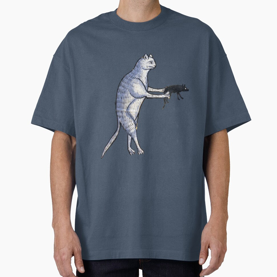 Ugly medieval cat - armed and dangerous cat with rat by Grey House