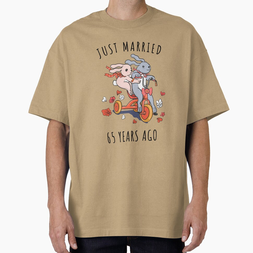 Just Married 65 Years Ago - 65th Anniversary Couple Bunnies Tee, Phone Cases And Other Gifts by MemWear