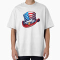 Patriotic American Flag Uncle Sam Hat with Eagle, USA Independence Day Graphic, 4th of July Vintage Style, Red White Blue Digital Artwork by DigiGroove