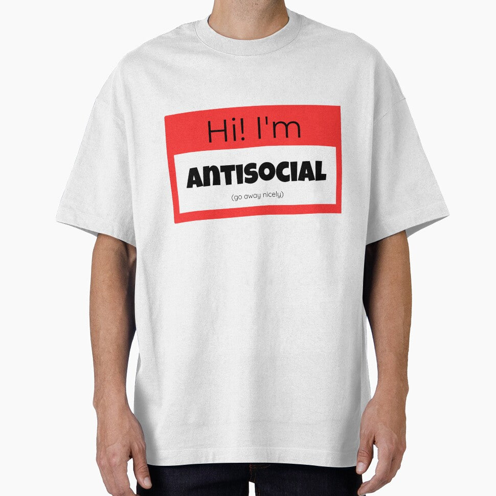 Antisocial Nametag Design Sticker, Pin, Magnet, etc. by eggface.sandwich
