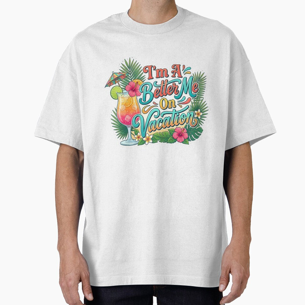 I'm A Better Me On Vacation | Tropical Beach Vacation Design | Cocktail & Palm Tree Travel Aesthetic by Eart98