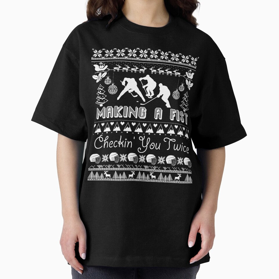 Hockey - Hockey Christmas Making A Fist Checkin You Twice by UnknownArtistt