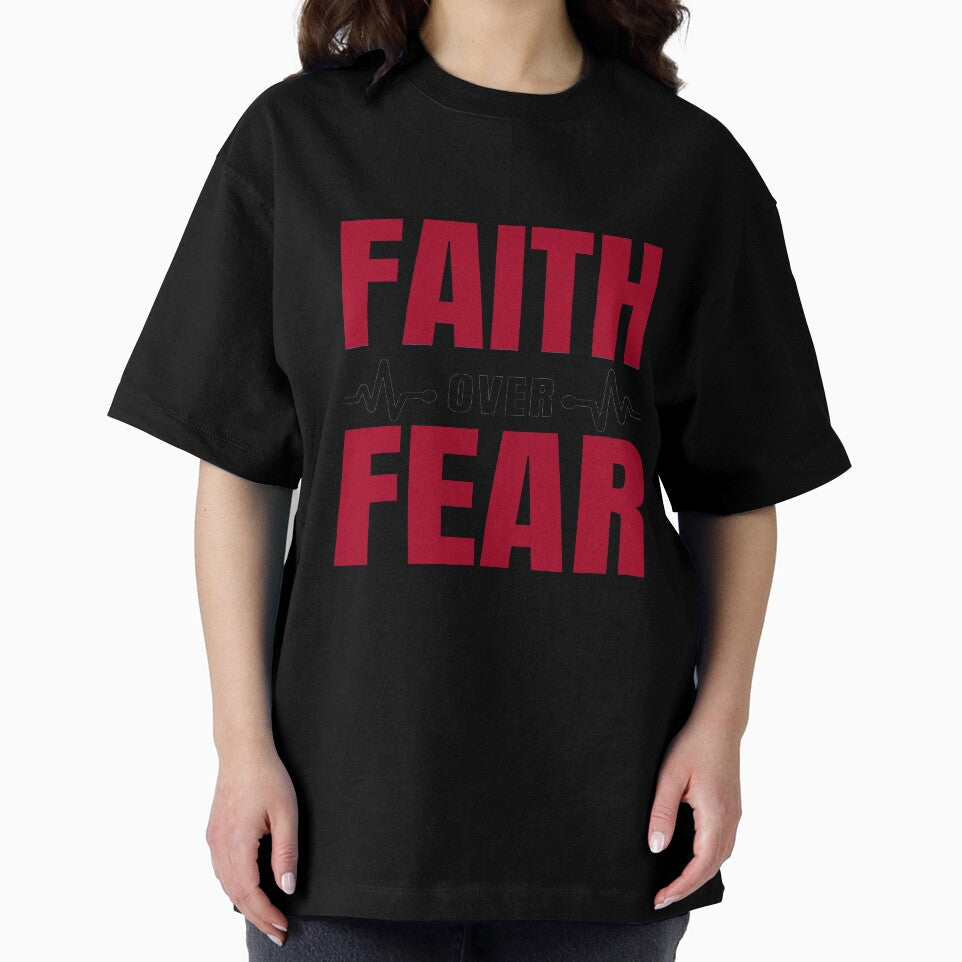 Faith Over Fear - Motivational Slogan Quote by Delandor
