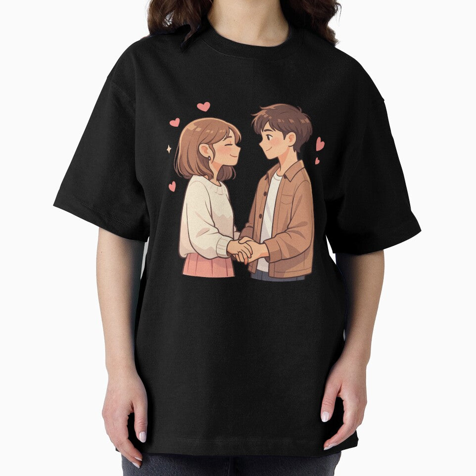 Cute Couple Holding Hands Sweatshirt Design, Romantic Heart Illustration Gift by tgmzshop
