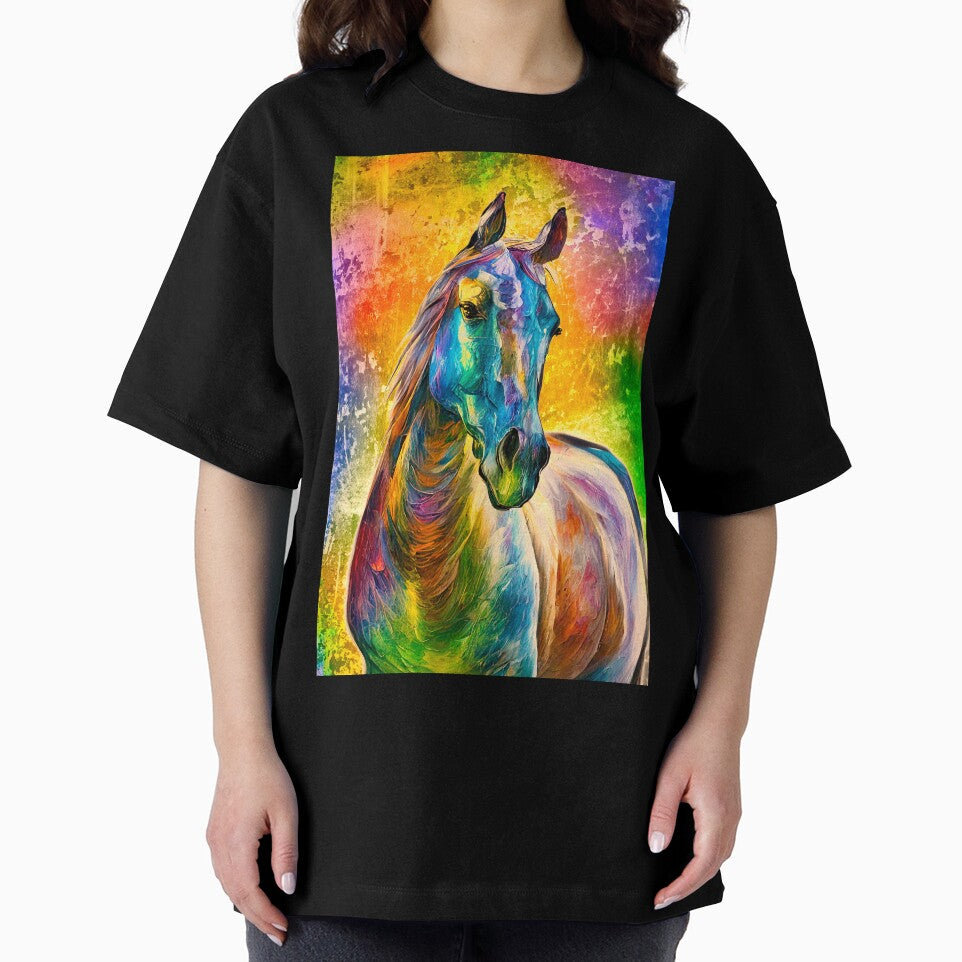 Colorful Arabian horse on a rusty metal background – digital painting by NickoPrints