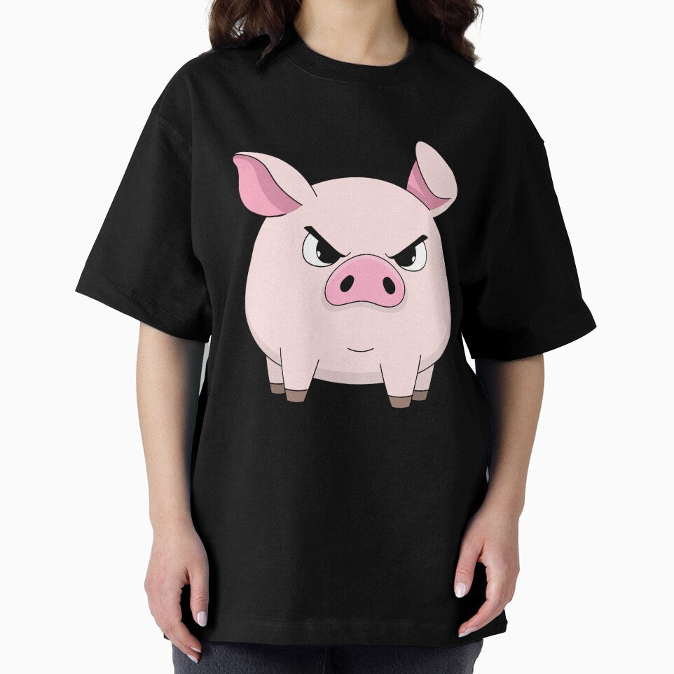 Angry Cute Pig Cartoon Funny Animal T-Shirt | Grumpy Pig Lover Gift by Yesss-Mau