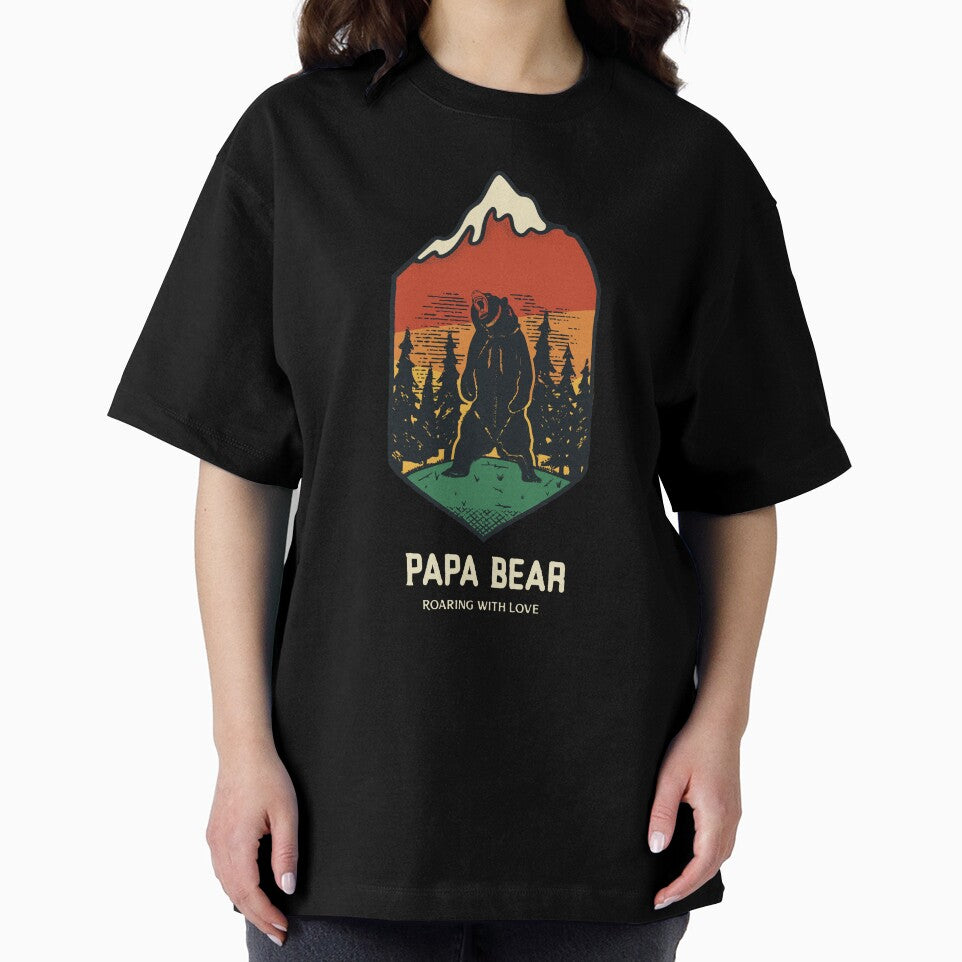 Retro Mountain Papa Bear - Roaring With Love Dad Tee by STLcollective
