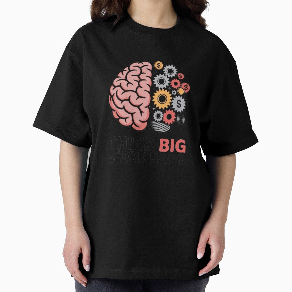 Think Big Work Hard Motivation Brain Design by Art Bloom Studio