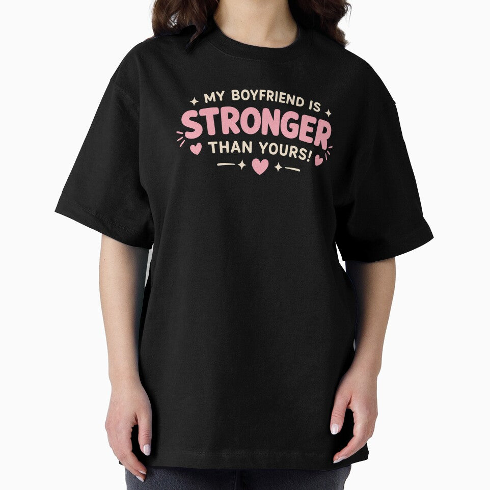 My Boyfriend Is Stronger Than Yours Funny Gym Fitness Design by HumbleAthlete