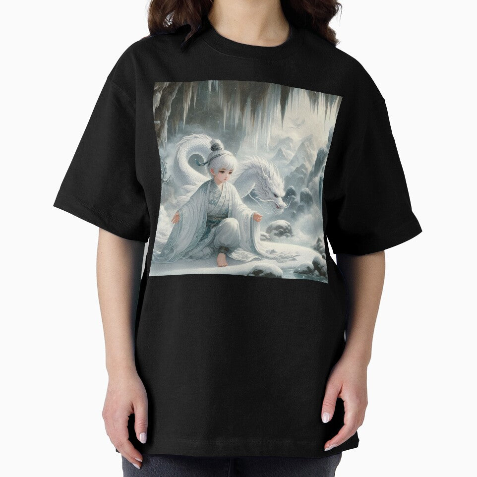 Chinese boy and white dragon by xsctasy