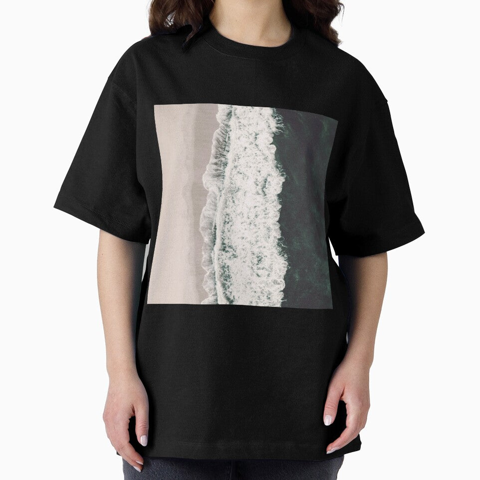 Teal And Lace Sandy Seashore Beach and Green Ocean Waves by IZiets