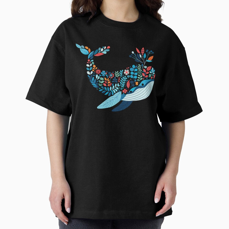 Floral Humpback Whale – Scandinavian Folk Art by heidiannemorris © by FOLK ART FUSION by heidiannemorris