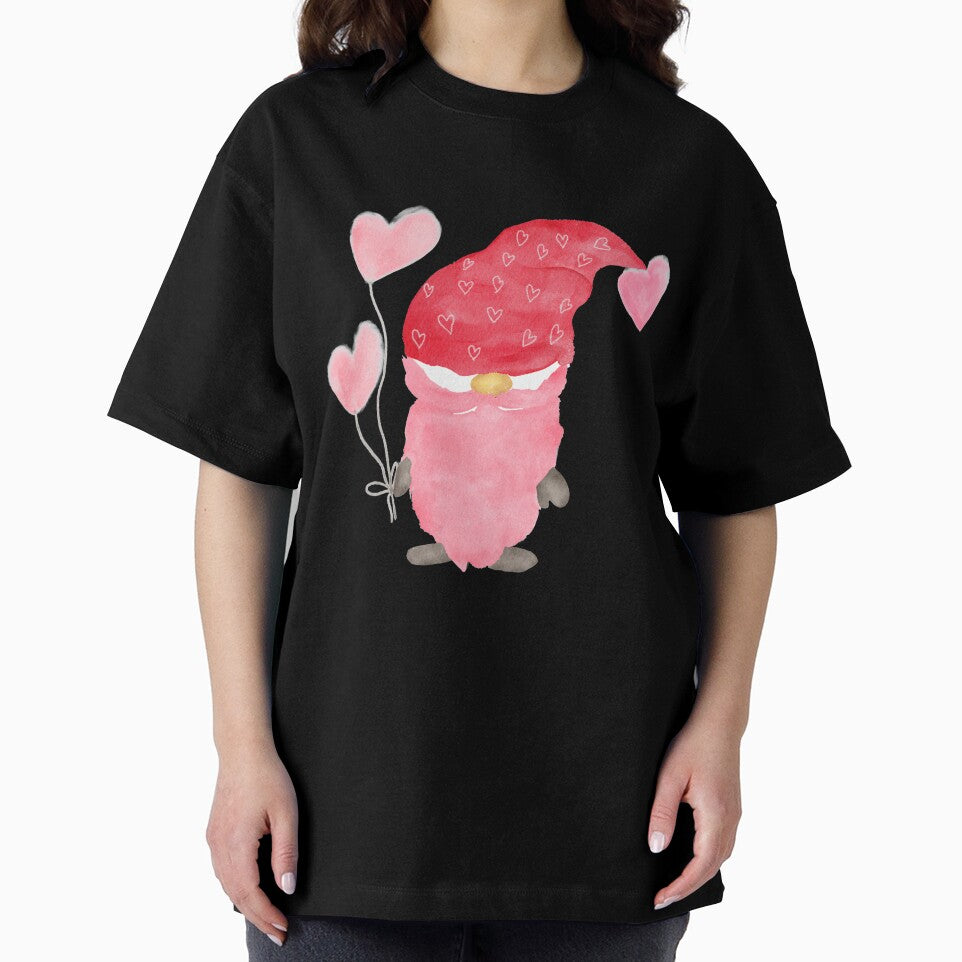 Funny girl Valentine gnome heart watercolor by mlnana