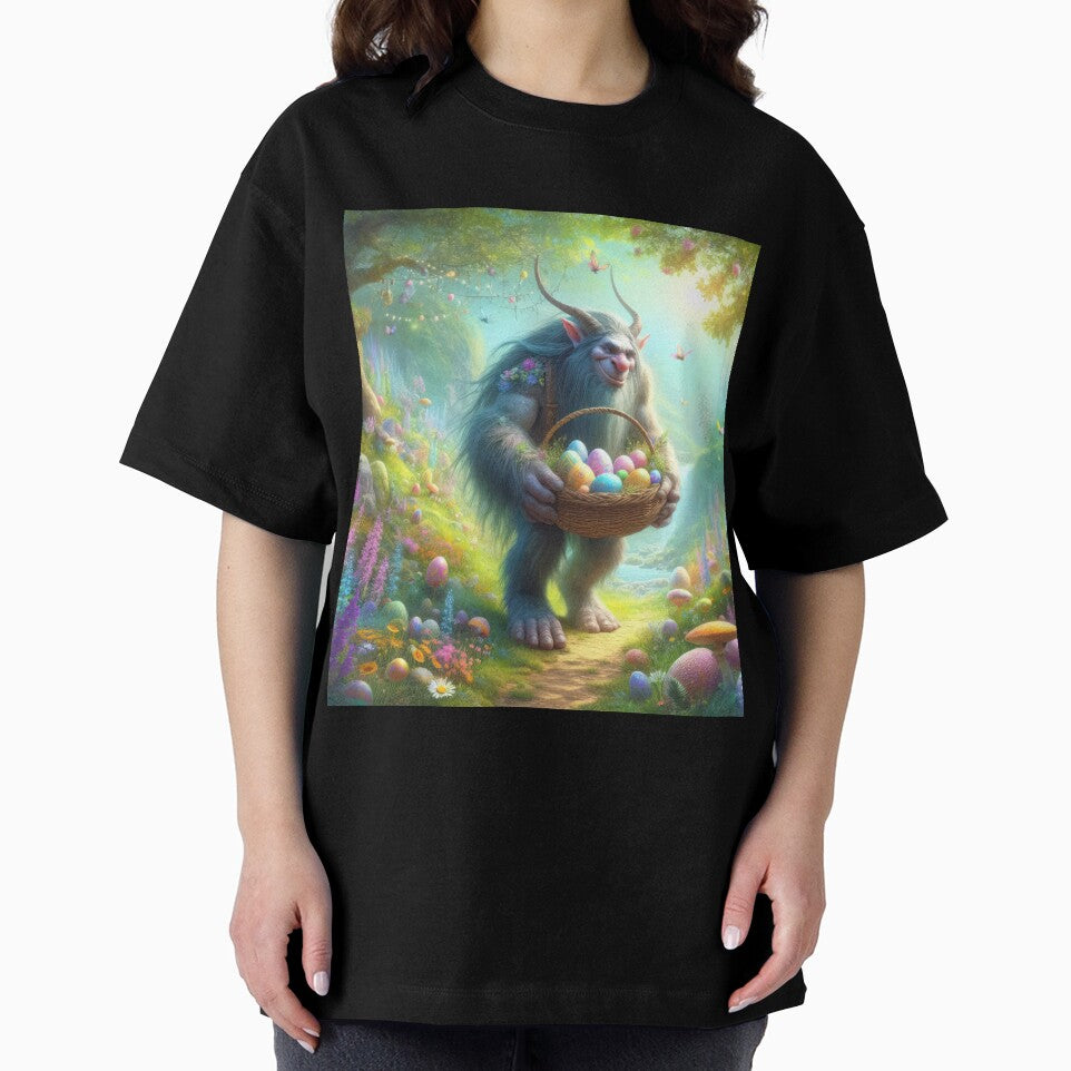 Troll with a basket of eggs in the forest happy fantasy easter landscape by Expressions-Sel