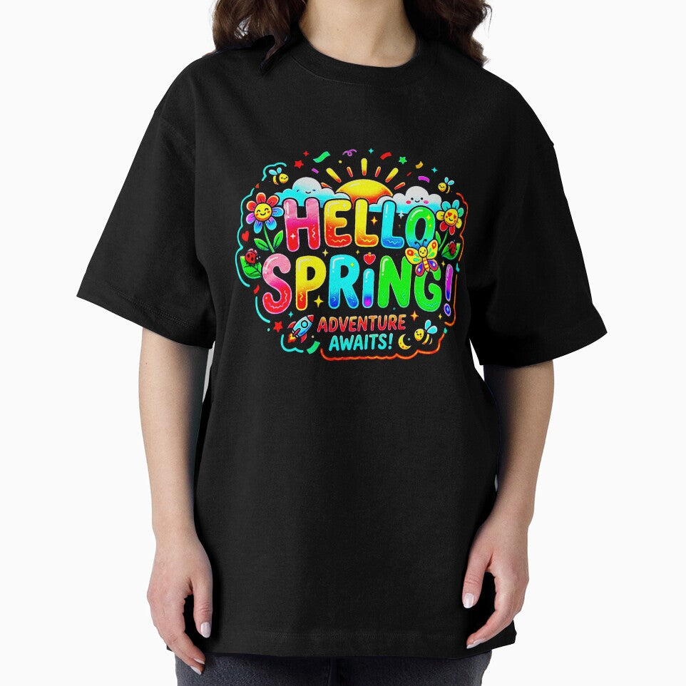 Hello Spring Adventure Awaits - Kawaii Colorful Nature Doodle by RS-Globalist-