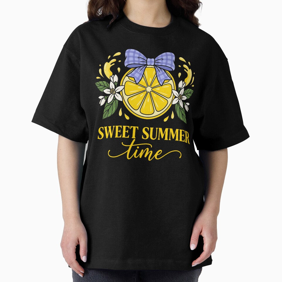 Sweet Summer Time Lemon Floral Retro Typography Cute Citrus Aesthetic Design by fawzimorsy