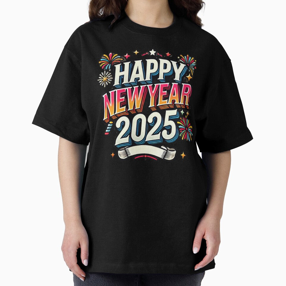 Happy New Year 2025 T-Shirt – Festive Fireworks Design by BlankCanvasHaHa