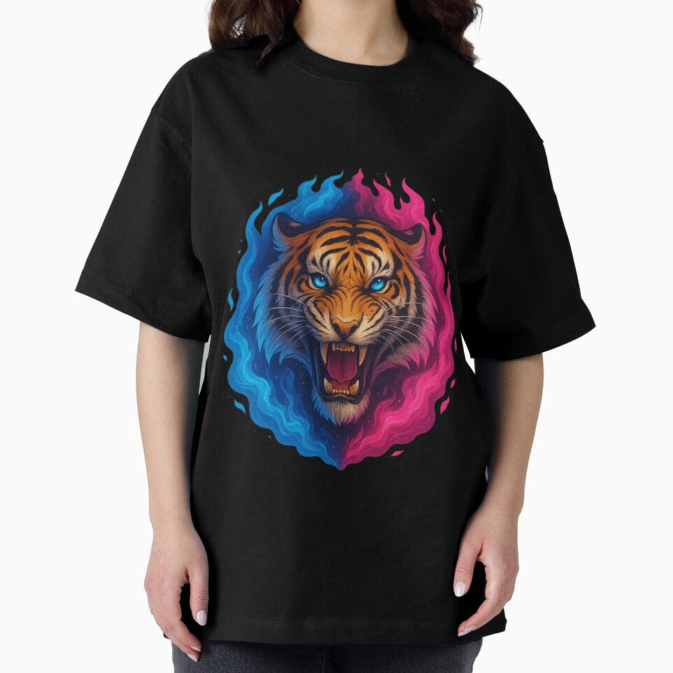 Fireborn Tiger – Blue & Pink Flame Aura by SarahsSZN