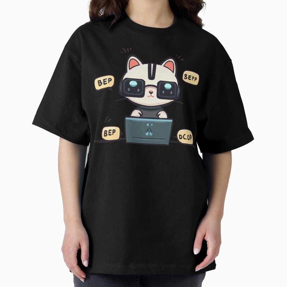 Programmer cat beep boop coding V2 by HipsterAnimals