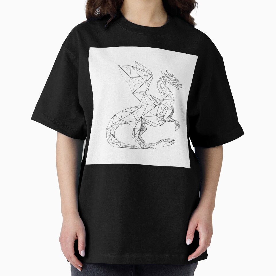 Geometric Dragon Constellation Line Art | Black and White Fantasy by TypoArtPrints