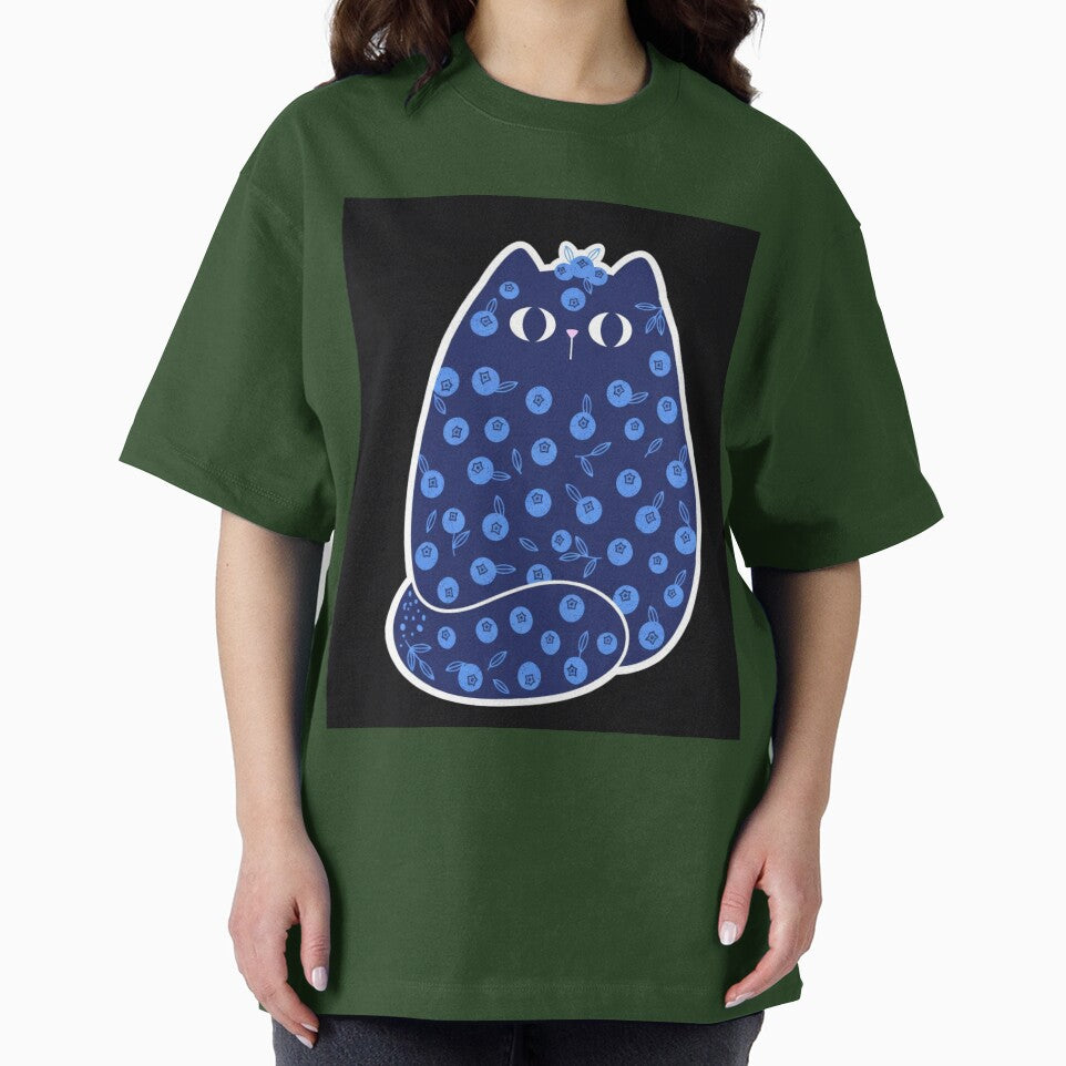 Chunky Blueberry Scandinavian Folk Cat by ZunZunArt