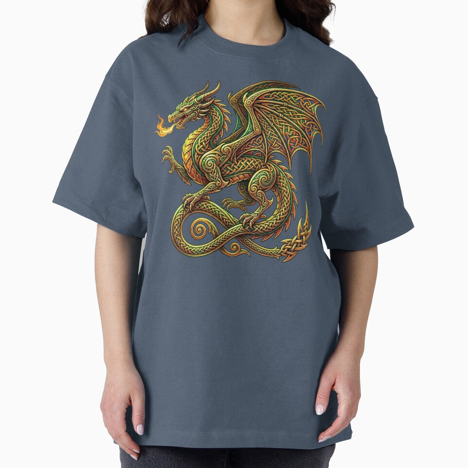 Celtic Dragon Emerald Gold Fire Walking Pose Art by Johan Proud Blade