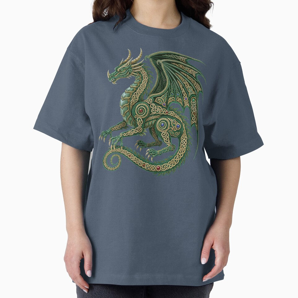 Celtic Dragon Emerald Gemstone Inlay Gold Horned by Johan Proud Blade