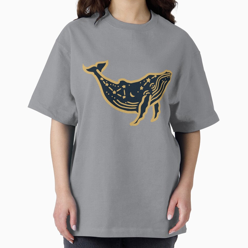 Celestial Whale Constellation Navy Gold Cosmic Ocean by HopeAndHustle