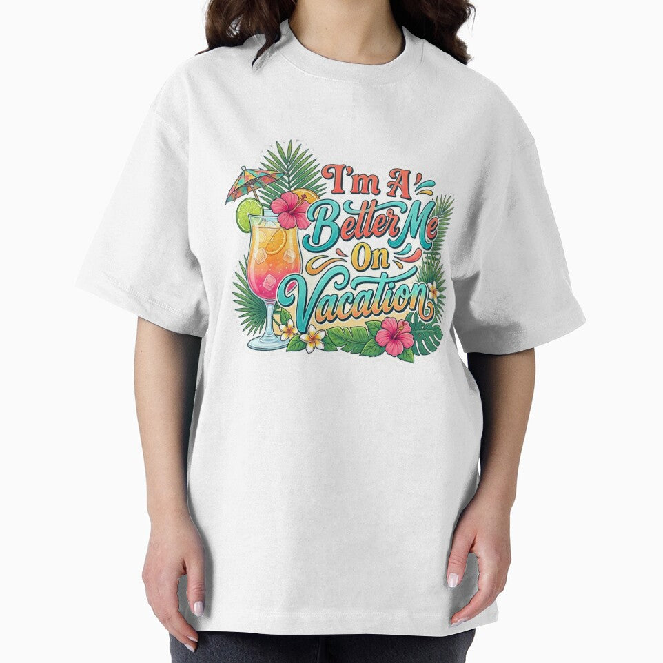 I'm A Better Me On Vacation | Tropical Beach Vacation Design | Cocktail & Palm Tree Travel Aesthetic by Eart98