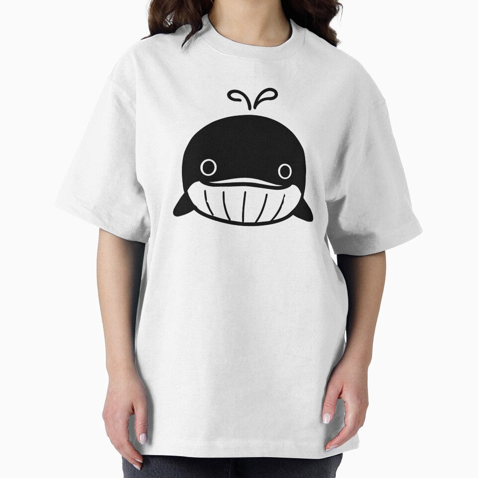 Kawaii Whale — Cute Black Smiling Whale Art Tee by medicalkinoko
